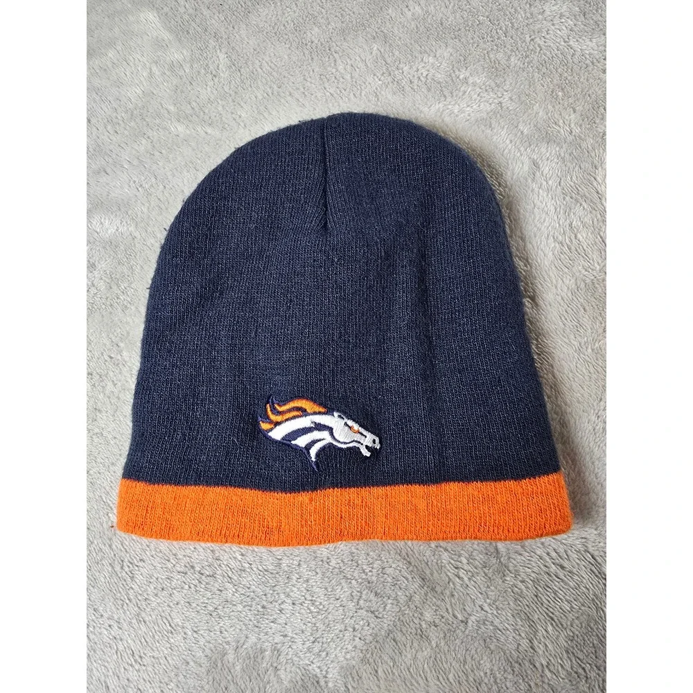 Denver Broncos NFL Youth Beanie‎ Hat Blue Orange Reebok One Size Fits All